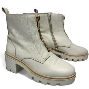 Antonio de Faria Lola Cream White Leather Lugged Sole Chelsea Boot Size 8